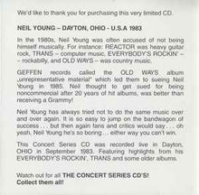 Load image into Gallery viewer, Neil Young – Dayton, Ohio - U.S.A September 1983 &quot;The Concert Series&quot; (CD)
