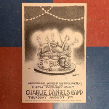 Load image into Gallery viewer, Armadillo World Headquarters 5th Birthday Ft. Charlie Daniels Band - 1975 (Poster)
