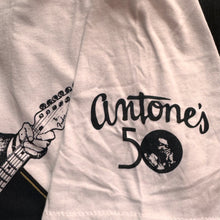 Load image into Gallery viewer, Jimmie Vaughan Antone&#39;s 50th Gold &amp; White T-Shirt

