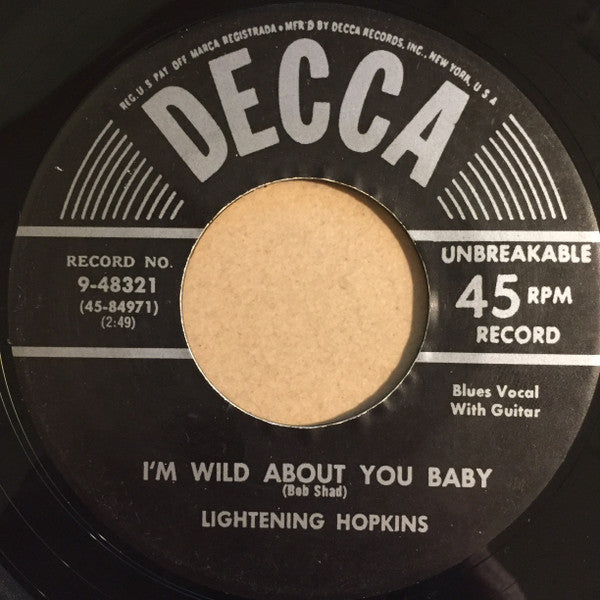 Lightening Hopkins - I'm Wild About You Baby / Bad Things On My Mind (RE, 7