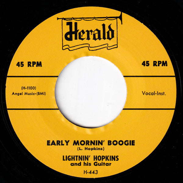 Lightnin' Hopkins : Early Mornin' Boogie / Hopkins' Sky Hop (7
