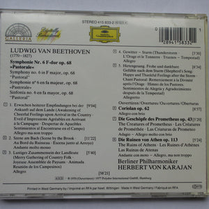 Ludwig van Beethoven : Berlin Philharmonic Orchestra*, Herbert von Karajan : Symphony No. 6 "Pastoral", Overtures: "The Creatures Of Prometheus", "The Ruins Of Athens", "Coriolan" (CD, Comp, RM)