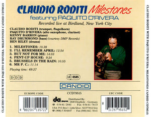 Claudio Roditi Featuring Paquito D'Rivera : Milestones (CD, Album)