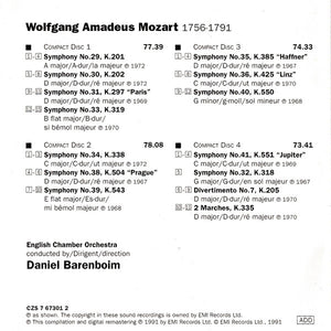 Daniel Barenboim, English Chamber Orchestra : Mozart Symphonien 29-36 & 38-41; Divertimento, K.205 (4xCD, Comp, RM)