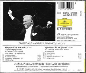 Mozart* - Wiener Philharmoniker, Leonard Bernstein : Symphonien Nos. 40 & 41 >>Jupiter<< (CD, Comp)