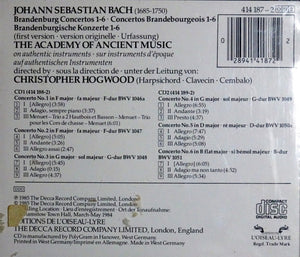 Johann Sebastian Bach, The Academy Of Ancient Music, Christopher Hogwood : Brandenburg Concertos · Brandenburgische Konzerte · Concertos Brandebourgeois (2xCD)