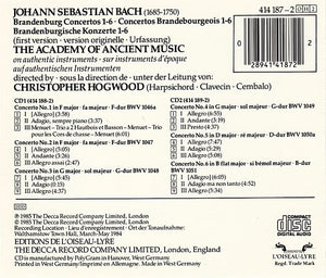 Johann Sebastian Bach, The Academy Of Ancient Music, Christopher Hogwood : Brandenburg Concertos · Brandenburgische Konzerte · Concertos Brandebourgeois (2xCD)