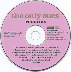 The Only Ones : Remains (CD, RE)