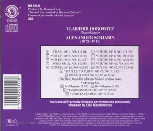 Scriabin* - Vladimir Horowitz : Horowitz Plays Scriabin (CD, Album, Comp)