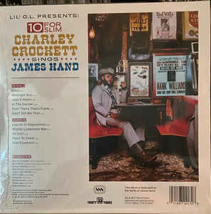 Charley Crockett : Lil' G.L. Presents 10 For Slim:  Charley Crockett Sings James Hand (LP, Album)