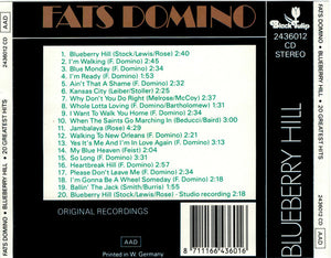 Fats Domino : Blueberry Hill - 20 Greatest Hits (CD, Comp)