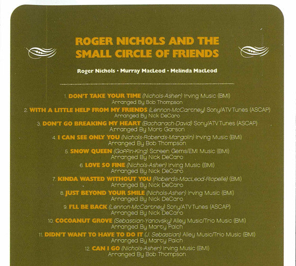 Roger Nichols & The Small Circle Of Friends - Roger Nichols & The Small  Circle Of Friends (CD, Album, RE, RM)