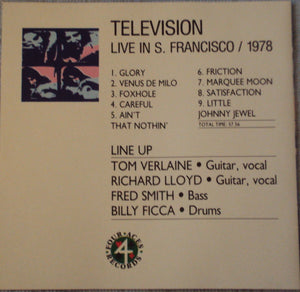 Television : Live In S. Francisco / 1978 (CD, Unofficial)