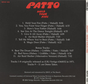 Patto (2) : Hold Your Fire (CD, Album, RE, RM, Min)