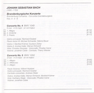 Bach* - Musica Antiqua Köln, Goebel* : Brandenburgische Konzerte 4 • 5 • 6 (CD, Album, RE, RM)