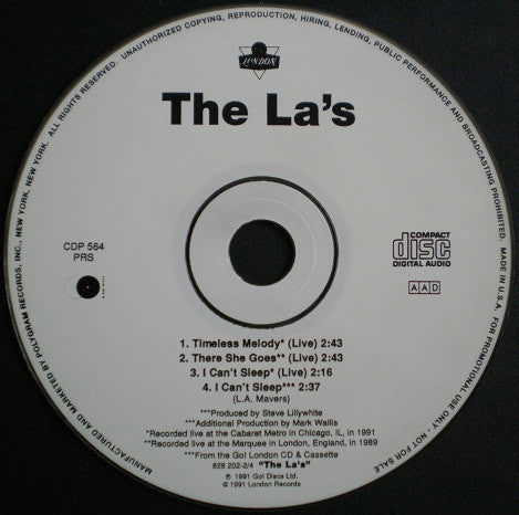 The La's : Timeless Melody (Live) (CD, Promo)