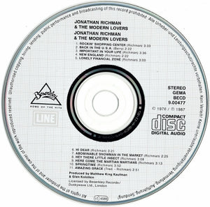 Jonathan Richman & The Modern Lovers : Jonathan Richman & The Modern Lovers (CD, Album, RE)