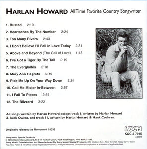 Harlan Howard : All Time Favourite Country Songwriter (CD, Album, RE)