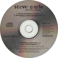 Load image into Gallery viewer, Steve Earle &amp; The Dukes : Justice In Ontario (CD, Single, Car)
