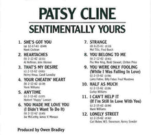 Load image into Gallery viewer, Patsy Cline : Sentimentally Yours (CD, Album, Club, RE)
