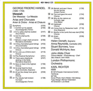 Georg Friedrich Händel, John Alldis Choir, London Philharmonic Orchestra*, Karl Richter : Der Messias - Arien Und Chöre (CD, Album, RM)