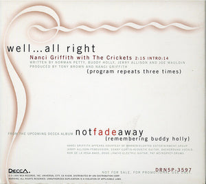 Nanci Griffith With  The Crickets (2) : Well... All Right (CD, Single, Promo, Dig)