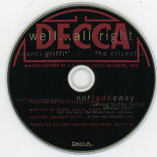 Load image into Gallery viewer, Nanci Griffith With  The Crickets (2) : Well... All Right (CD, Single, Promo, Dig)
