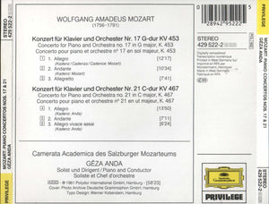 Wolfgang Amadeus Mozart - Géza Anda : Piano Concertos No. 17 K. 453 & No. 21 K. 467 (CD, Album, RM)