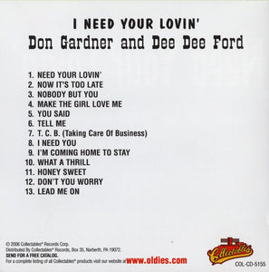 Don Gardner And Dee Dee Ford : I Need Your Lovin' (CD, Album, RE)