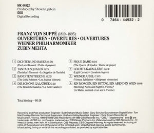 Suppé*, Wiener Philharmoniker, Zubin Mehta : Ouvertüren (CD)
