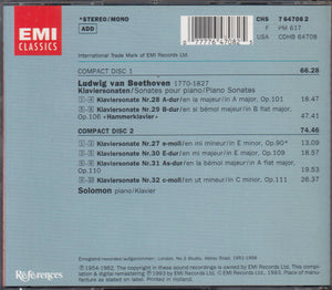 Beethoven*, Solomon* : Klaviersonaten = Sonates Pour Piano / Piano Sonatas Opp.90, 101, 106, 109, 110 & 111 (2xCD, Album, Comp, Mono, RM + Box)