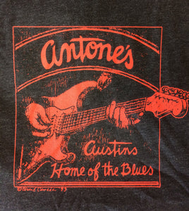 Antone's Red Guitar, Charcoal Black, Small - T-shirt