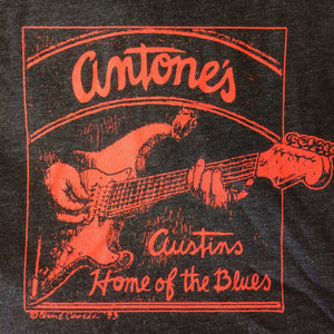 Antone's Red Guitar, Charcoal Black, Small - T-shirt