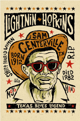 Lightnin Hopkins - Mojohand Poster - Poster – Antone's Record Shop