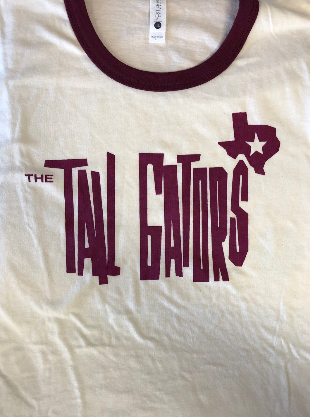 Tail Gators Ringer, Cream W/ Maroon, 2xl - T-shirt